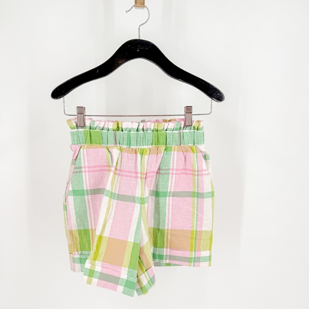 New York & Company Pink and Green Plaid Women Shorts